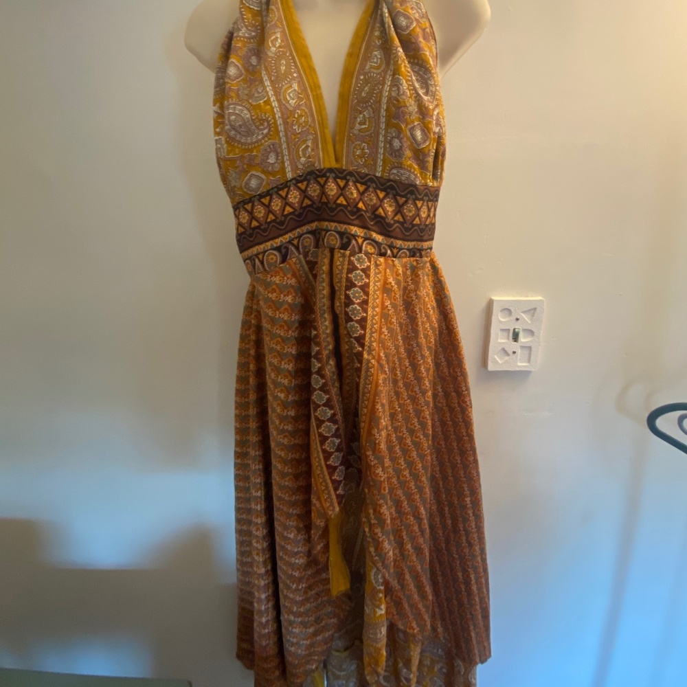 Silk Indian High Low Gold Dress